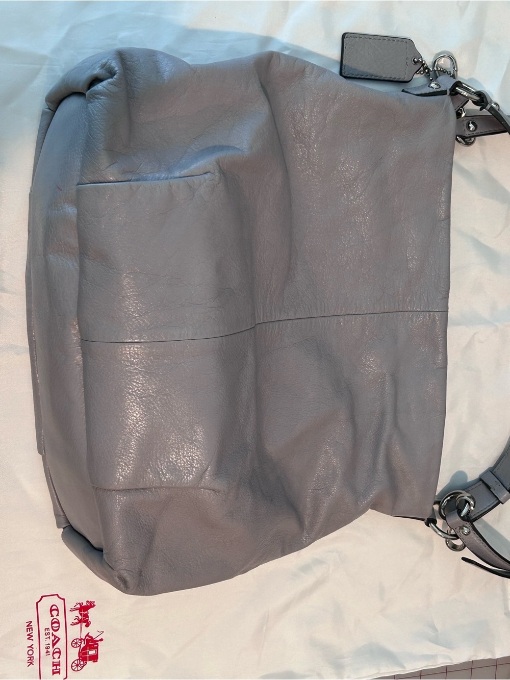 Coach Gray Pebbled Leather Shoulder Bag - Picture 3 of 13